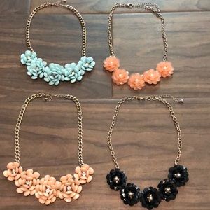 Bundle of four flower statement necklaces